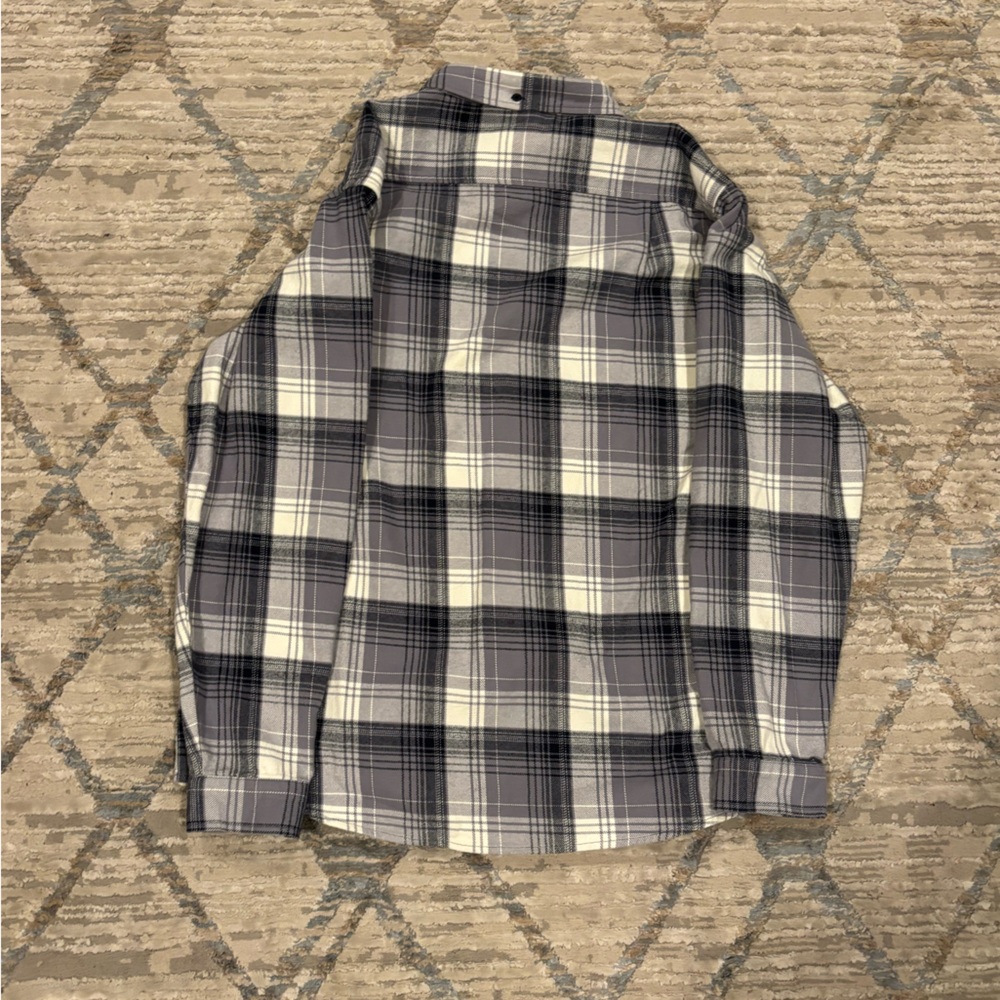 GX1000 Casual Plaid Button-Down Shirt - Black/Gray/White